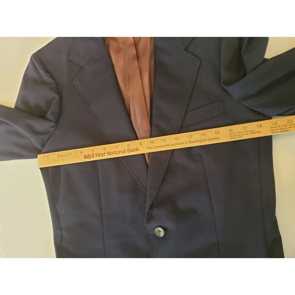 VTG 1985 Richard Bennett Tailored To Measure Wool Blazer Mens Navy Made In USA